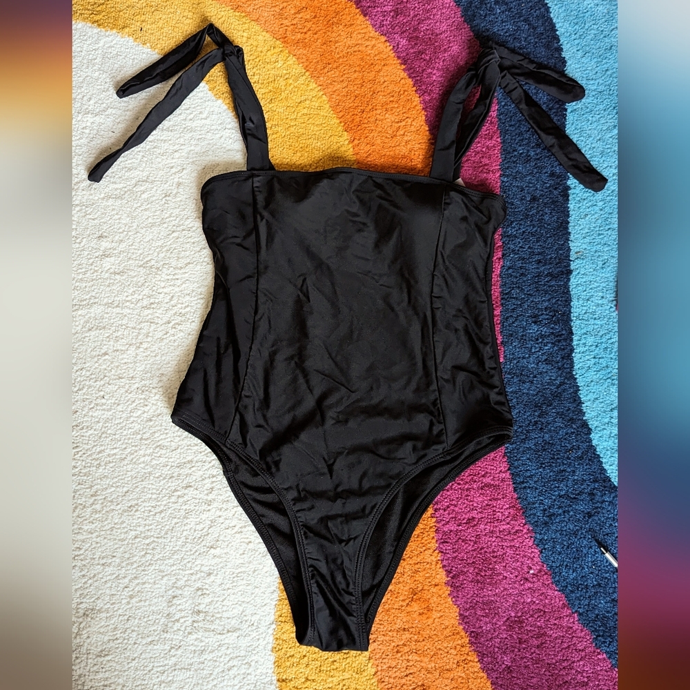 Tie-Strap Black One Piece Shein Size M
